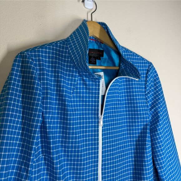 Nina Mclemore Full Zip Check Print  Jacket Womens Size XL Flip Cuff Old Money - Picture 2 of 9